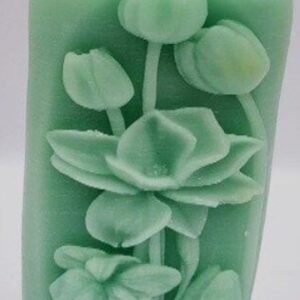 Lotus Pillar Candle | Sea Green | Lemongrass Fragrance | Soya Wax