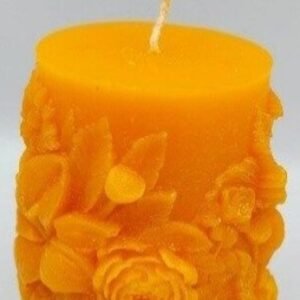 Mixed Flowers Pillar Candle | Orange | Orange Fragrance | Soya Wax