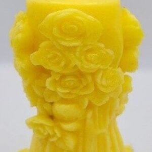 Rose Pillar Candle | Yellow | Mogra Fragrance | Soya Wax