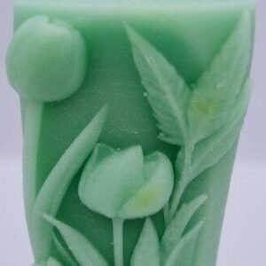 Tulip Pillar Candle | Sea Green | Lemongrass Fragrance | Soya Wax