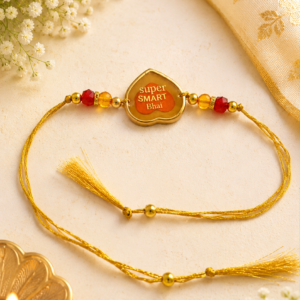 Super Smart Bhai Rakhi | Heart Shaped | Yellow, Orange and Red | Classical Rakhi