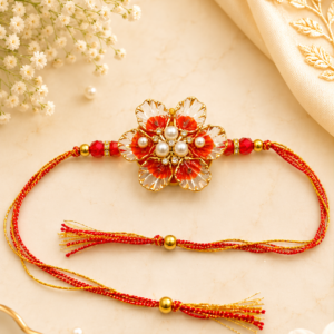Rajsi Gulnaar Rakhi | Hexagonal | Red and Yellow | Classical Rakhi